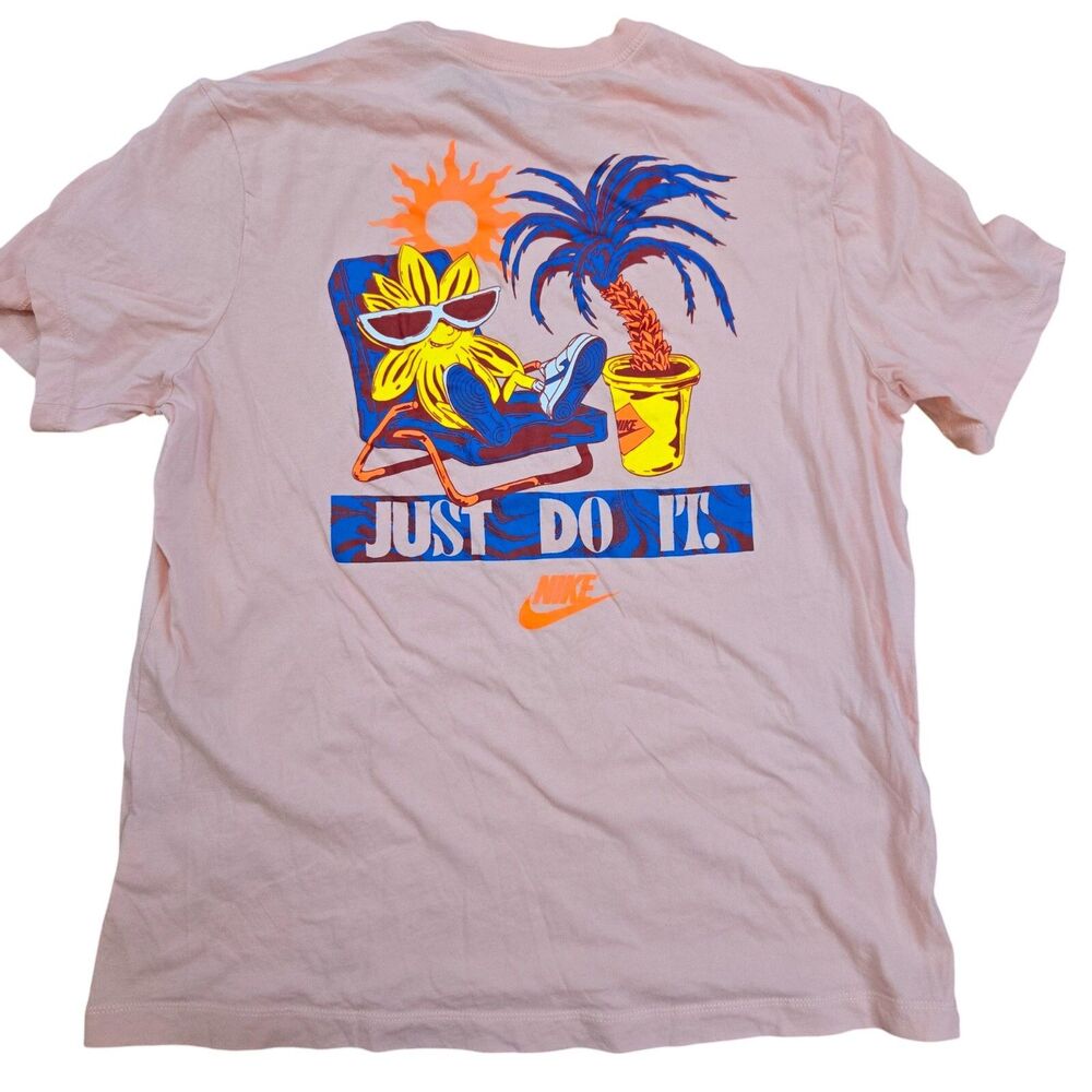 Nike Spring Break Mens T shirt Size XL Pink 2 sided Print FQ3748-697 Palm Trees